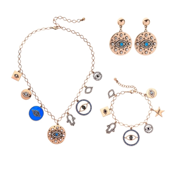 Evil Eye Crystal Vintage Drop & Dangle Earrings - Picture 8 of 8